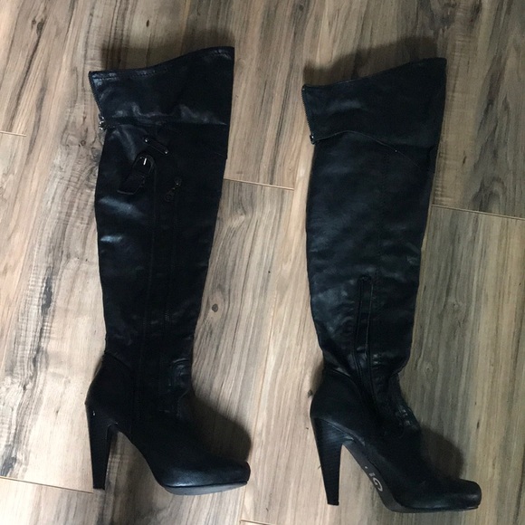 Guess Shoes - GUESS over the knee black boots